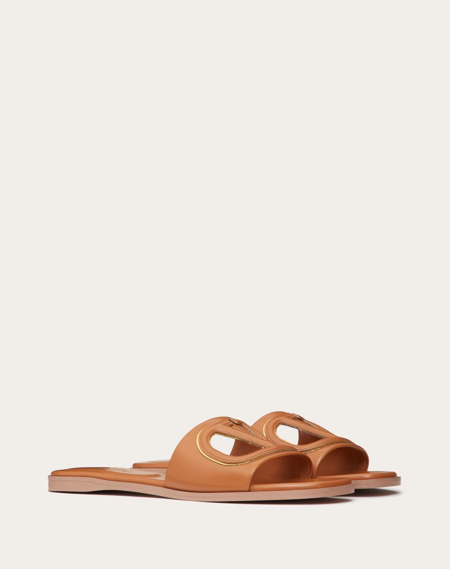 Vlogo Cut-Out Calfskin Slide Sandal