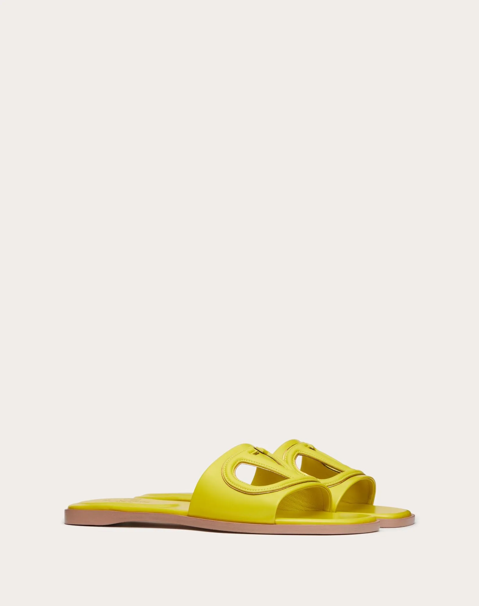 Vlogo Cut-Out Calfskin Slide Sandal