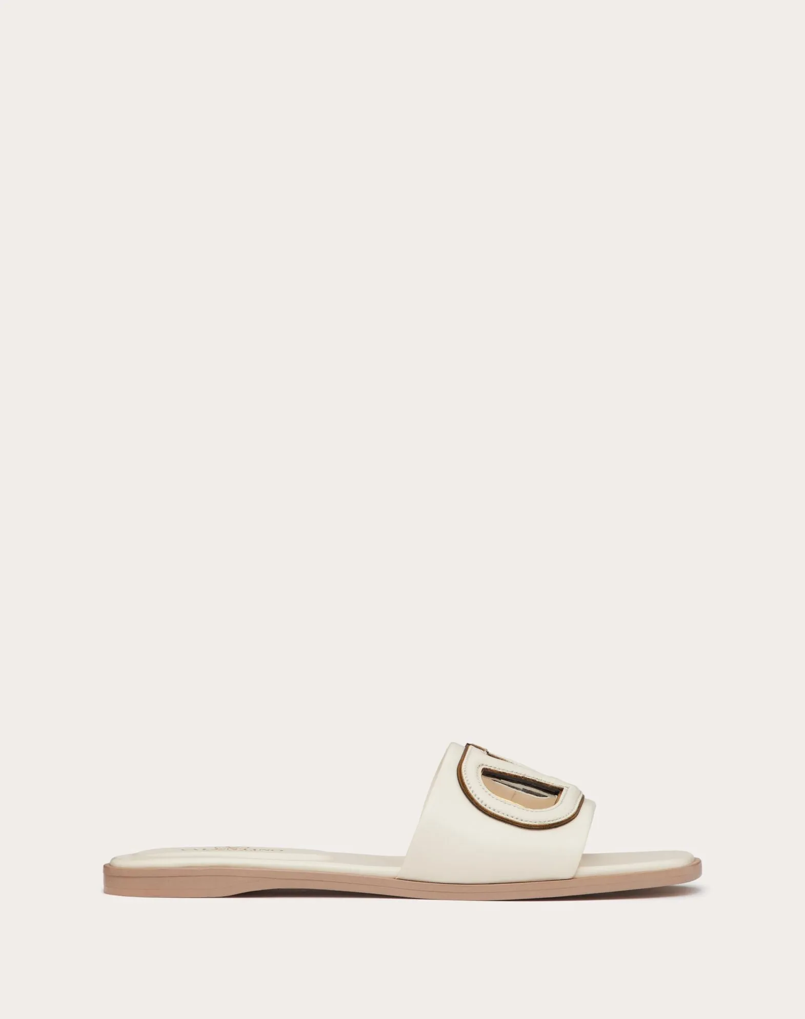 Vlogo Cut-Out Calfskin Slide Sandal