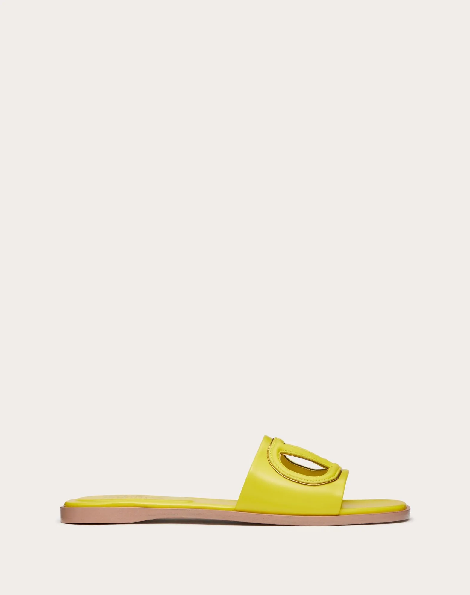 Vlogo Cut-Out Calfskin Slide Sandal
