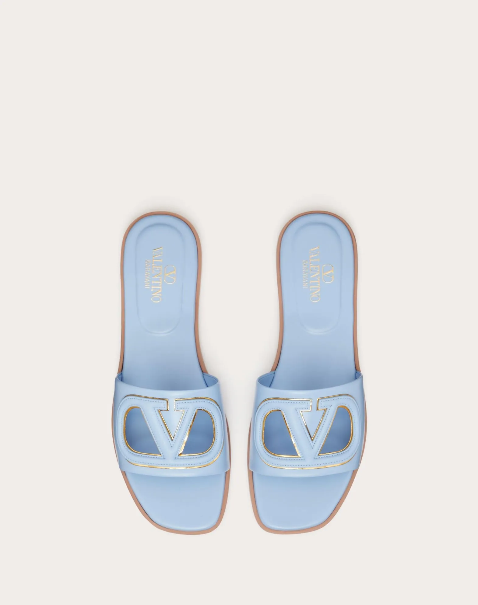 Vlogo Cut-Out Calfskin Slide Sandal