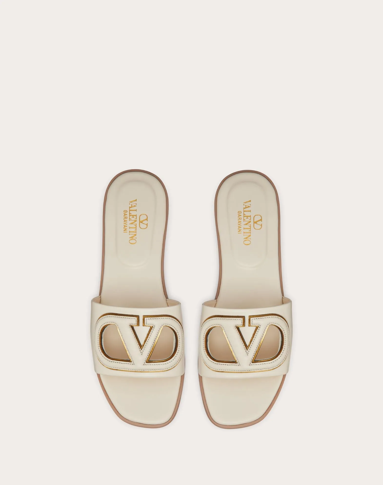 Vlogo Cut-Out Calfskin Slide Sandal
