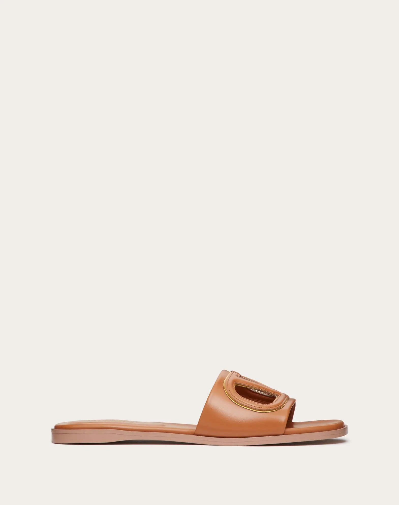 Vlogo Cut-Out Calfskin Slide Sandal