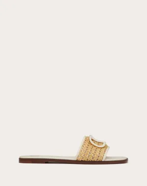 Vlogo Signature Woven Raffia Slide Sandal 80mm