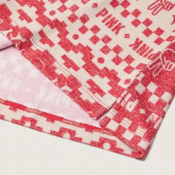 Vs Victorias Secret Pink Cozy Jersey Sleep Shirt Top Pajama Red Fair Isle L