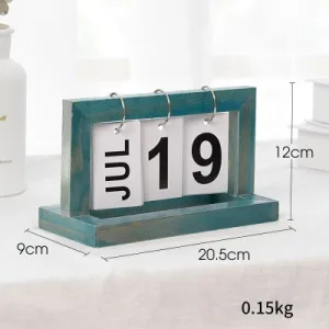Wooden Vintage Home Desktop Manual Flip Calendar