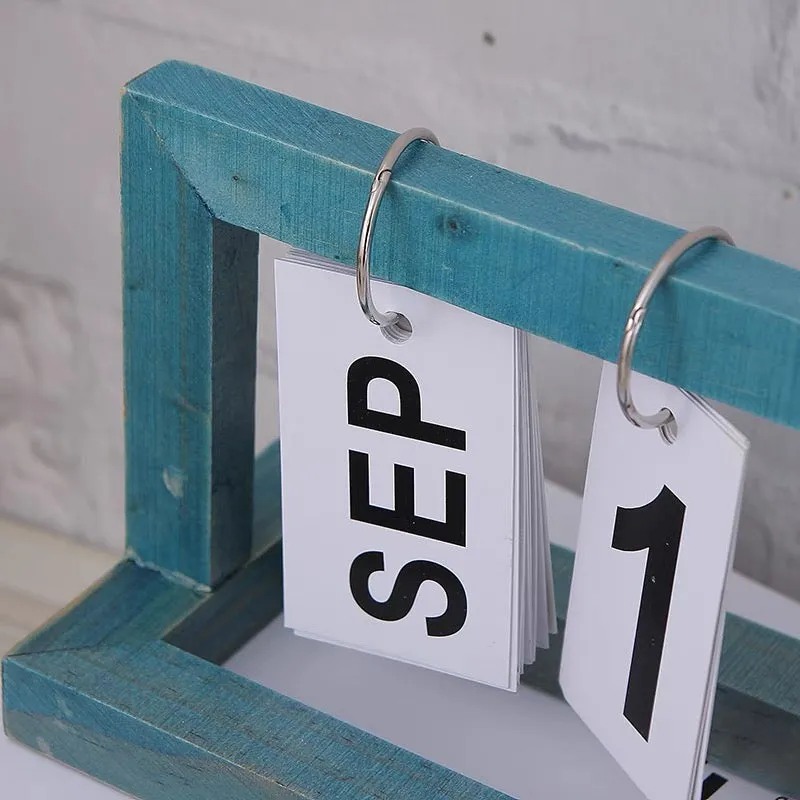 Wooden Vintage Home Desktop Manual Flip Calendar