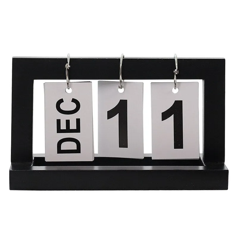 Wooden Vintage Home Desktop Manual Flip Calendar